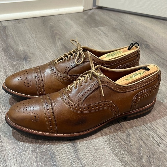 Allen Edmonds 11.5 Rush Street Antique Brown Brogue Wingtip Vibram Sole Oxford - Picture 3 of 13